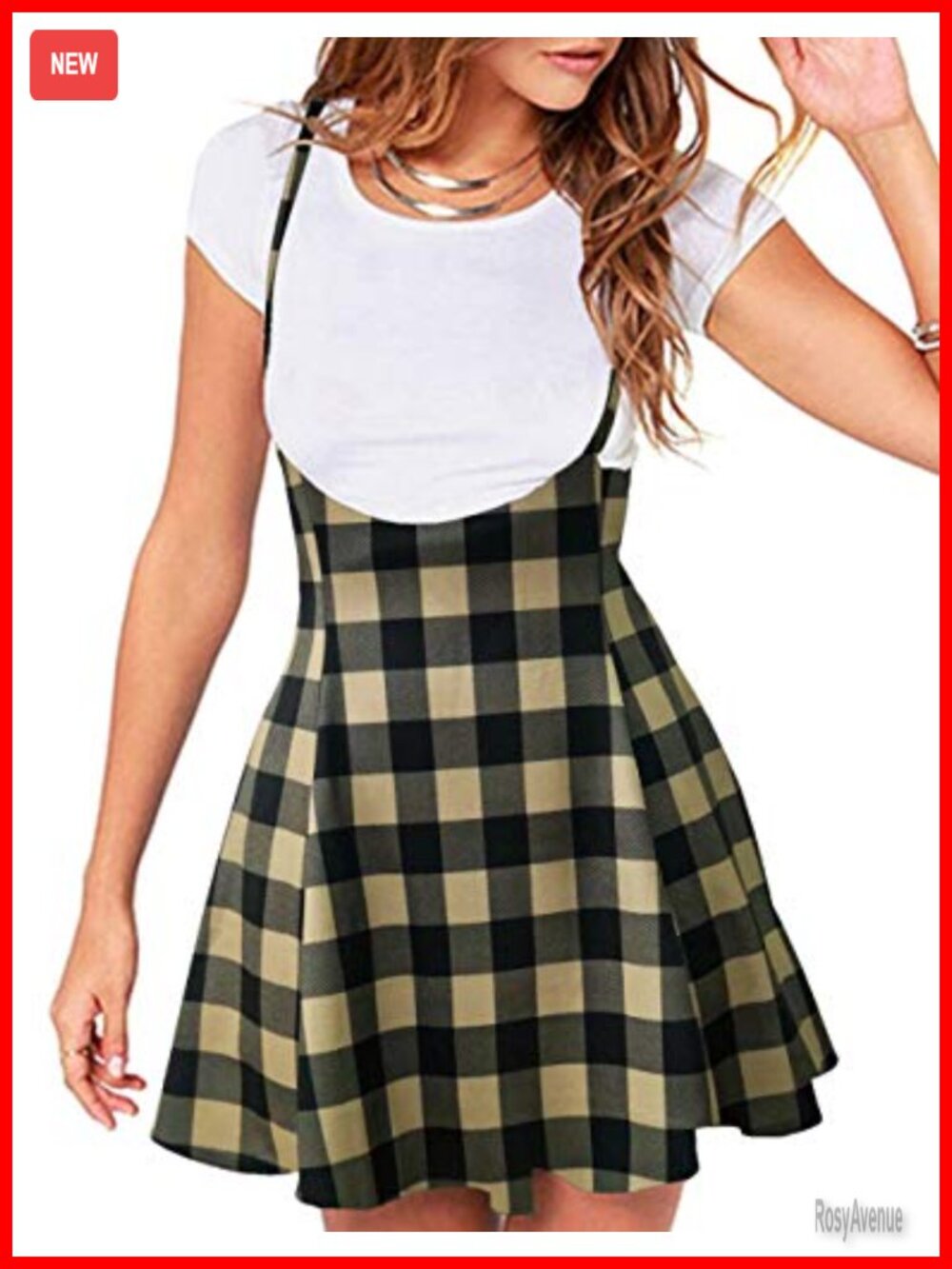 Women's Jedyful High Waist A-Line Suspender Skirt Skater Mini